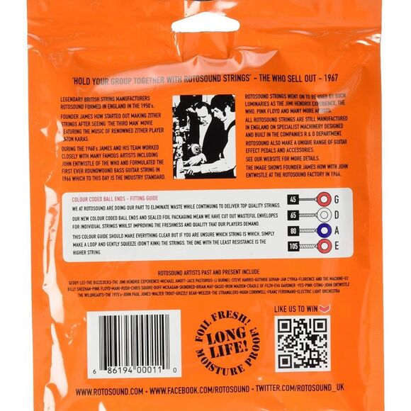 Rotosound RS66LD Swing Bass 66 Stainless Steel Roundwound Bass Guitar Strings Lo - Picture 4 of 4